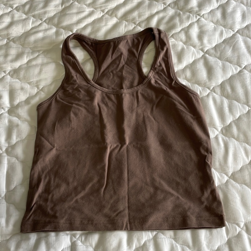 Brown Racerback Gym Crop